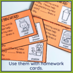 Orange homework artic cards with "ch" mini cards on the orange cards. At the bottom it says, "Use them with homework cards."